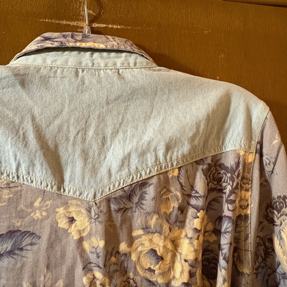Love the Label Anthropologie Floral Chambray Belted Mini Dress - Picture 6 of 9